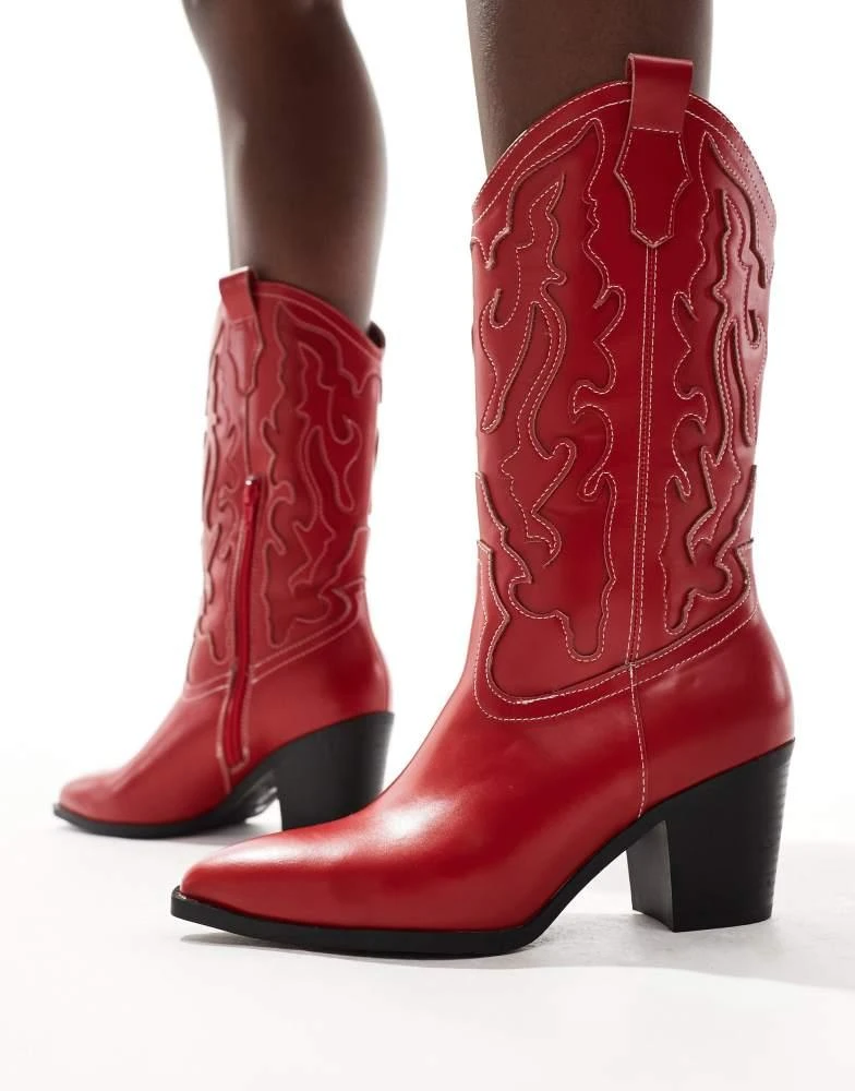New Look New Look western boot in red 1