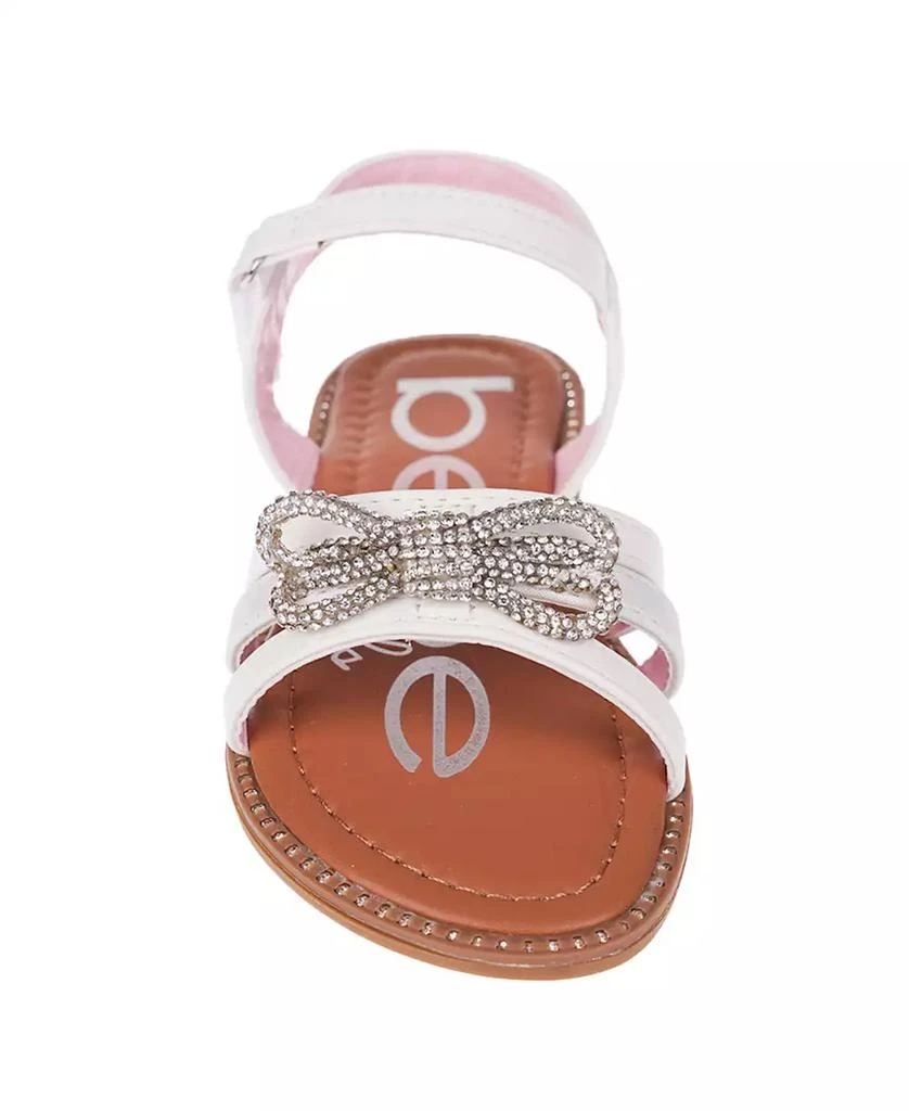 Bebe Big Girl's Strappy Sandal with Cute Rhinestone Tubular Bow Polyurethane Sandals 11