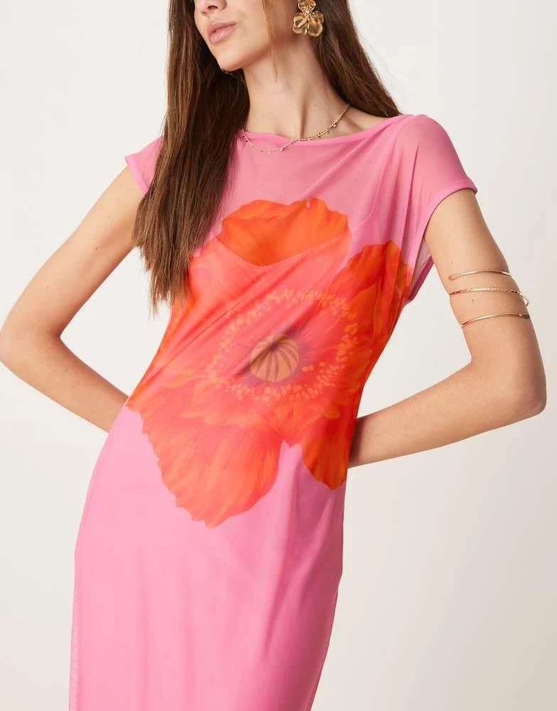 Never Fully Dressed sleeveless poppy print mesh maxi dress in pink and  orange  On Sale Now with Up to 10% Off | Discover Exclusive Deals &  Savings at BeyondStyle  Authentic