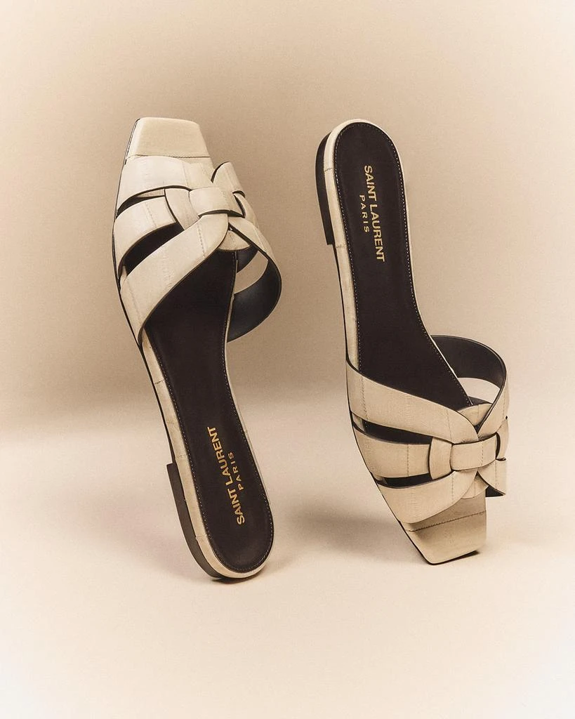 Yves Saint Laurent Tribute Woven Flat Slide Sandals 5