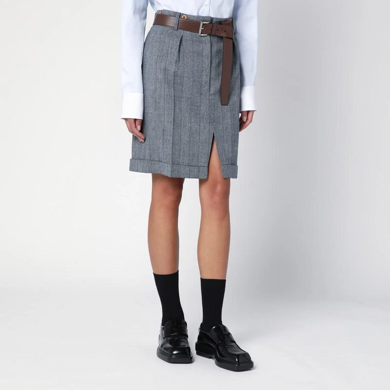 Prada Grey wool skirt with belt 3