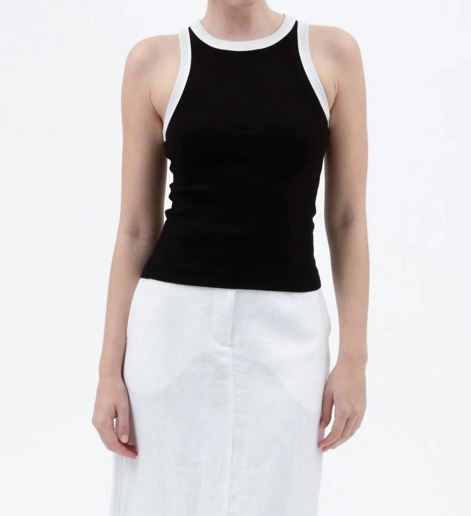 Blu Pepper Blu Pepper - Contrast Trim Racerback Knit Tank Top