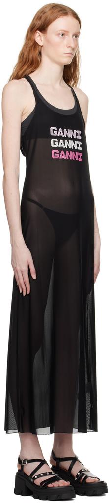 GANNI Black Semi-Sheer Maxi Dress