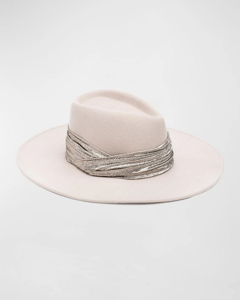 Eugenia Kim Harlowe Wool Fedora Hat w/ Metallic Ruched Band 1