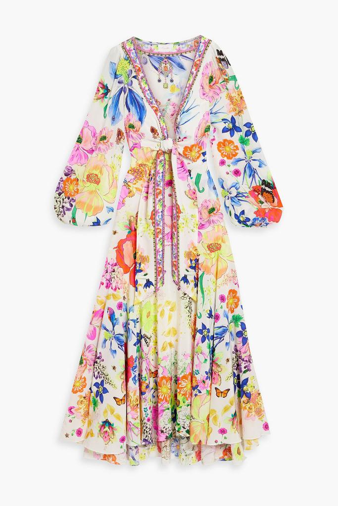 Camilla Crystal-embellished printed silk crepe de chine maxi dress