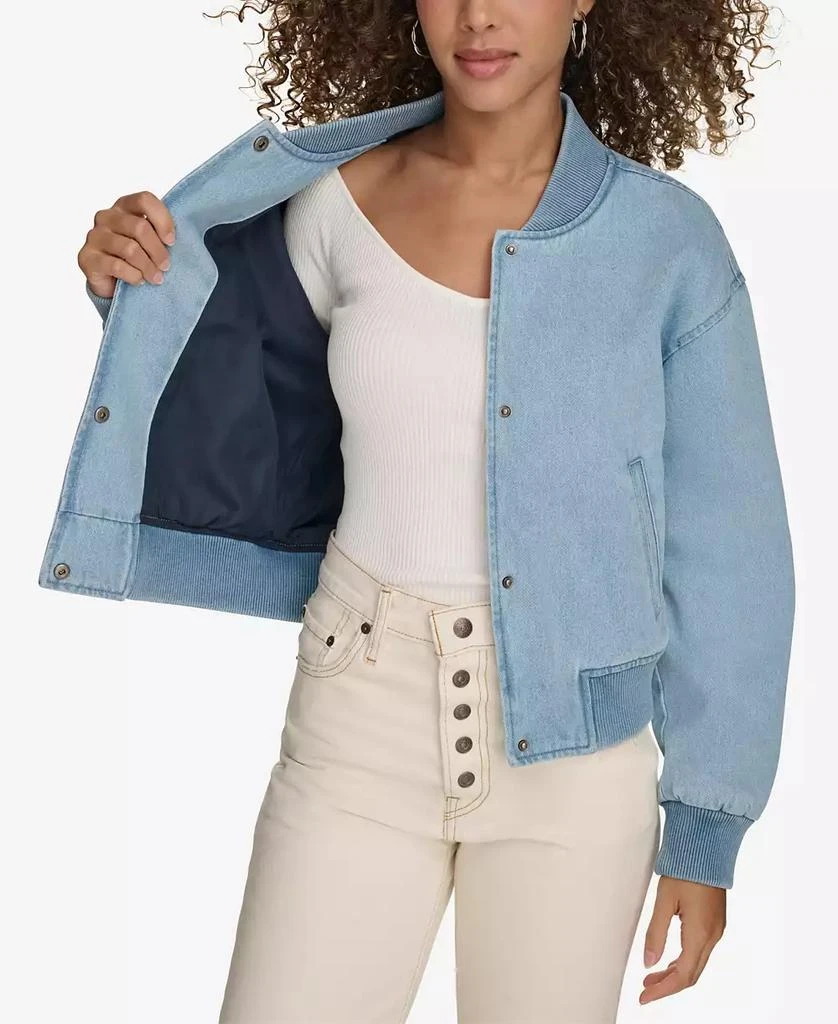 Levi's Women's Ribbed-Edge Cropped Denim Bomber Jacket 3