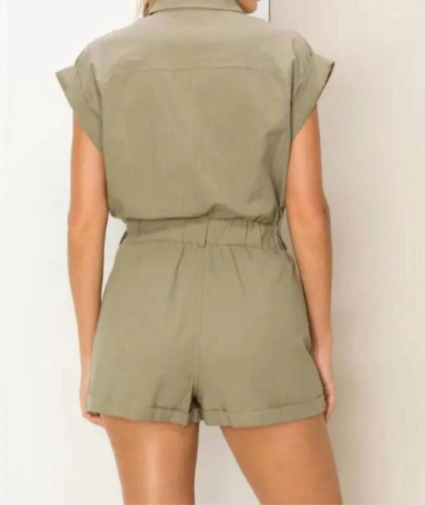 HYFVE Sheer Attitude Button-Front Romper In Olive 3