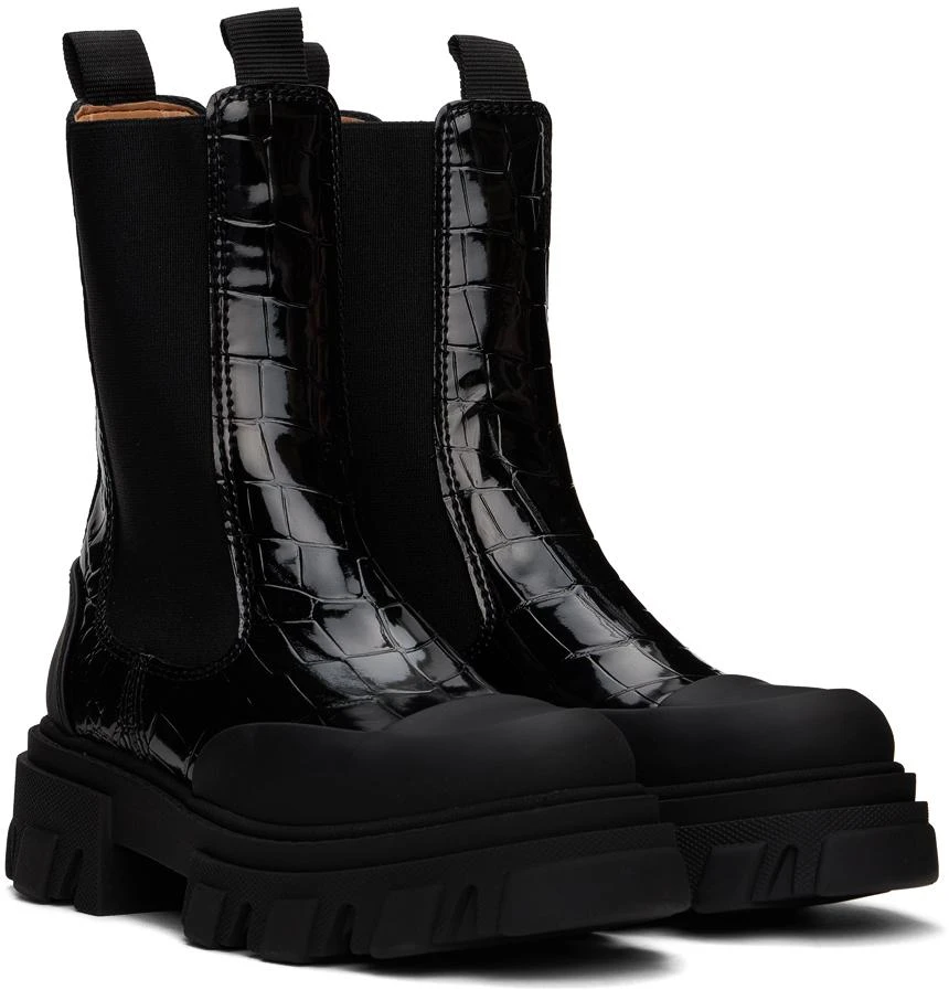 Ganni Black Cleated Mid Chelsea Boots 4