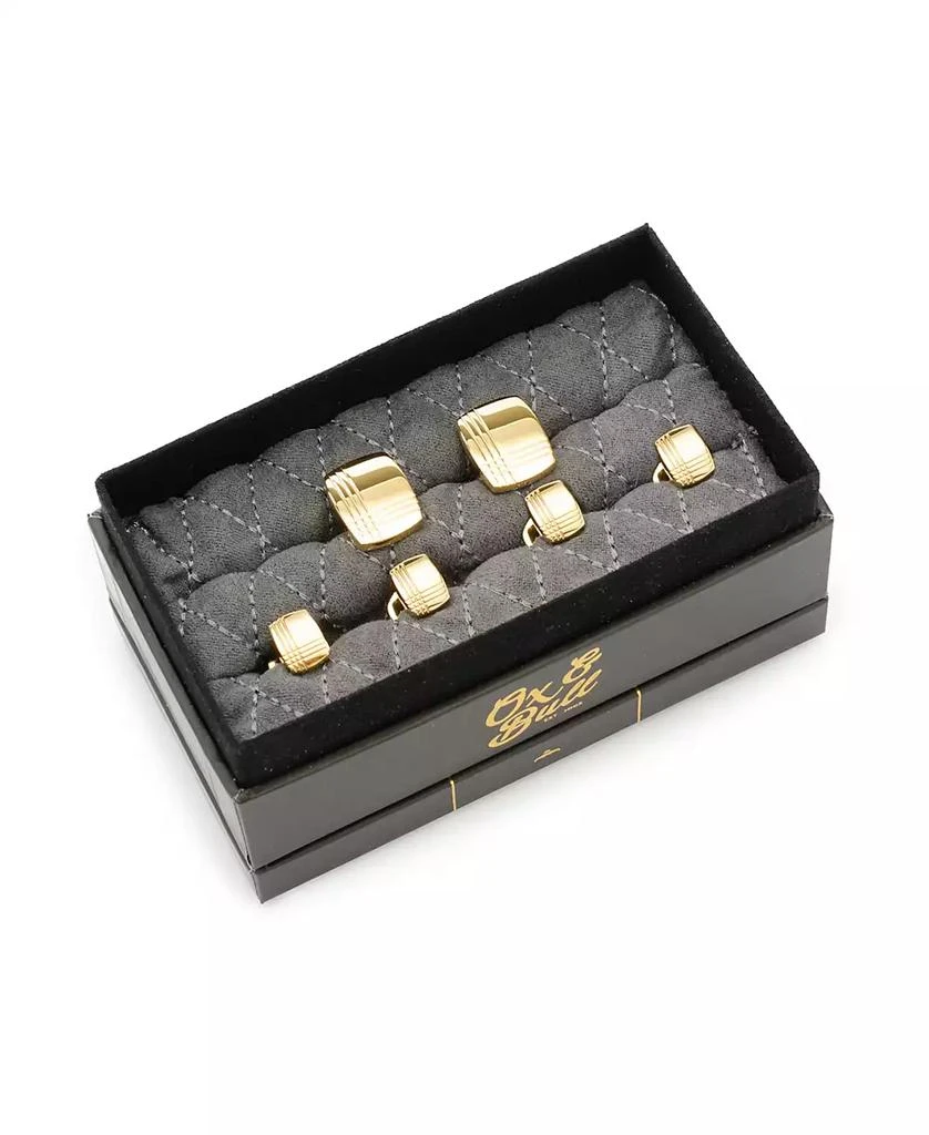 Ox and Bull Trading Co. Men's Stainless Steel Tartan Cufflinks and Stud Set, 6 Piece Set 1