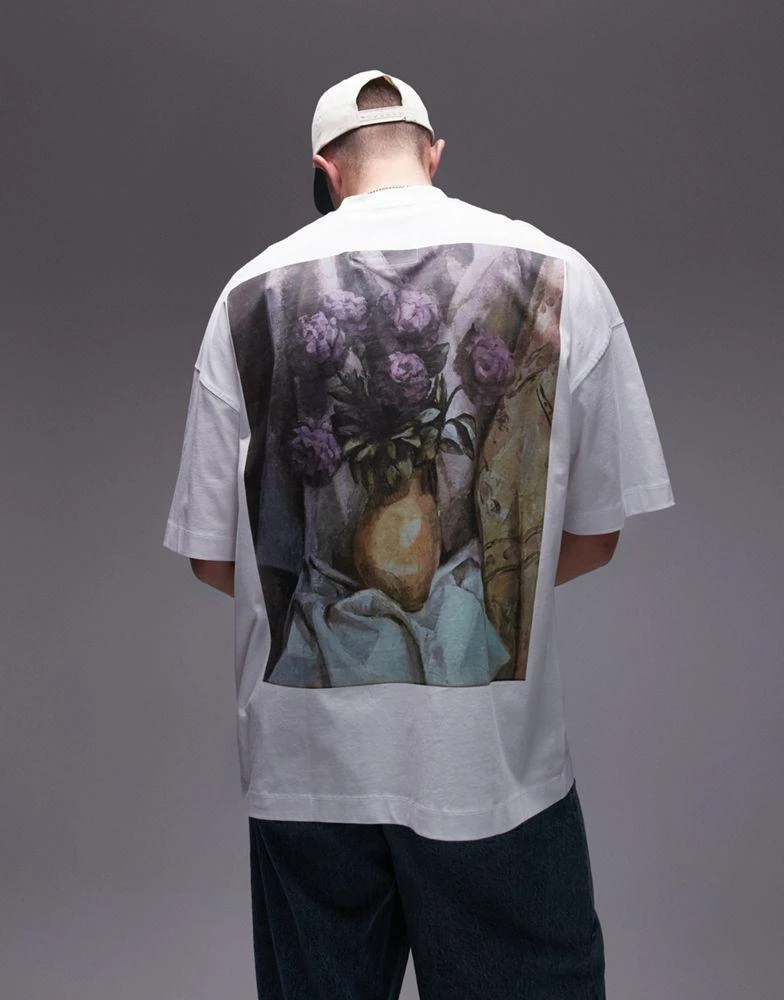 Topman TOPMAN X ASHMOLEAN extreme oversized fit t-shirt with floral print patch in white 3