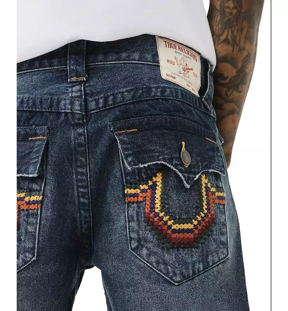 True Religion Men's Ricky Straight Flap Cross Stitch Jeans 4