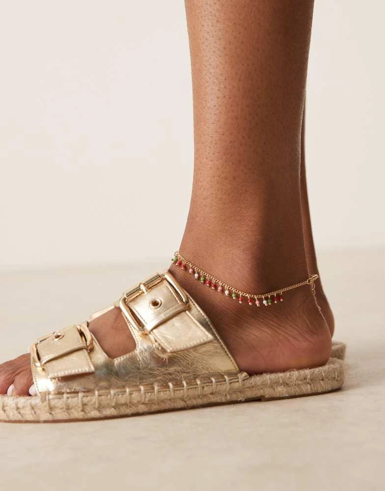 ASOS ASOS DESIGN anklet with multi micro beads in gold tone 3