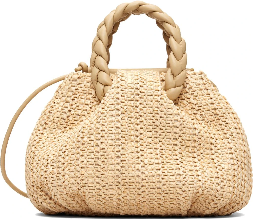 Hereu Beige Bombon M Raffia Bag