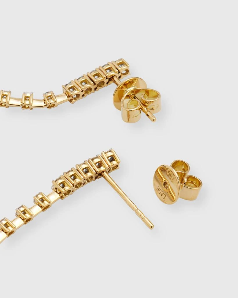 Frederic Sage 18K Yellow and White Gold Long Alternating Polished and Diamond City Earrings 4