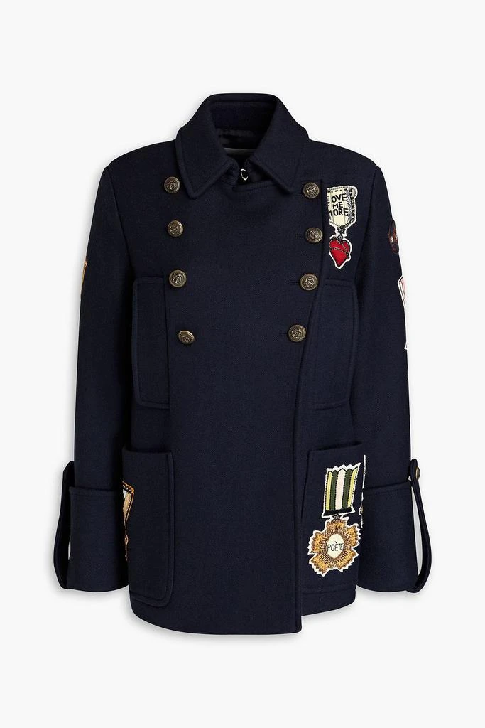 Valentino Double-breasted appliquéd wool-felt coat