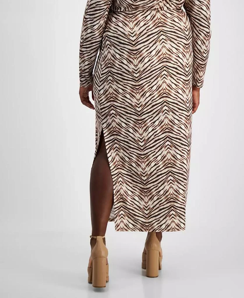 Bar III Trendy Plus Size Printed Knit Crepe Side-Slit Skirt, Exclusively at Macy's 4