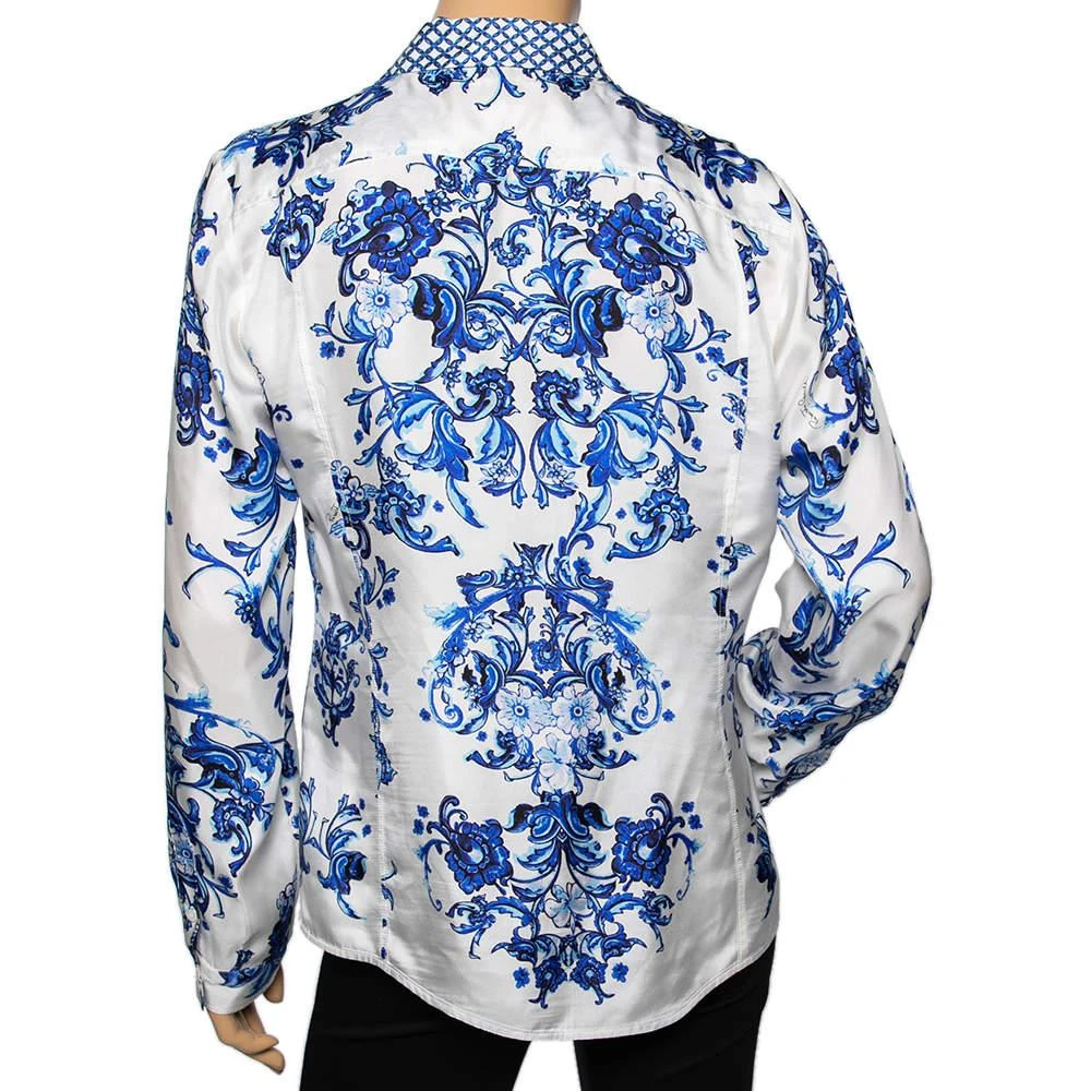 Roberto Cavalli Roberto Cavalli White & Blue Floral Print Long Sleeve Shirt L 3