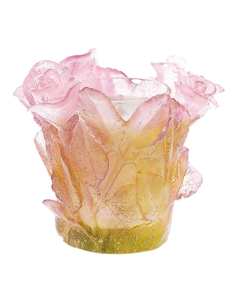 Daum Rose Candleholder in Pink