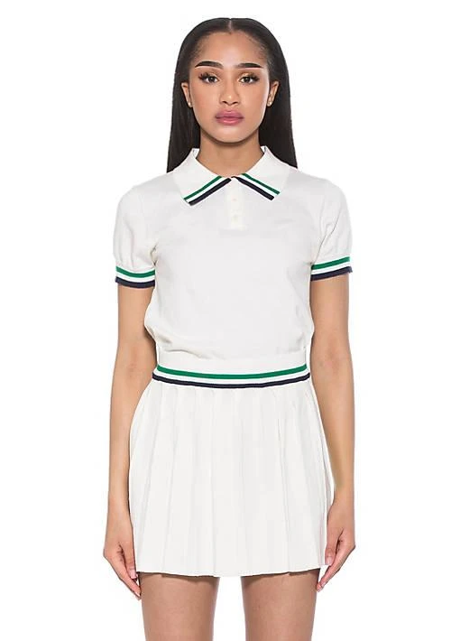 ALEXIA ADMOR Admor Lena Short Sleeve Knit Collared Top 1