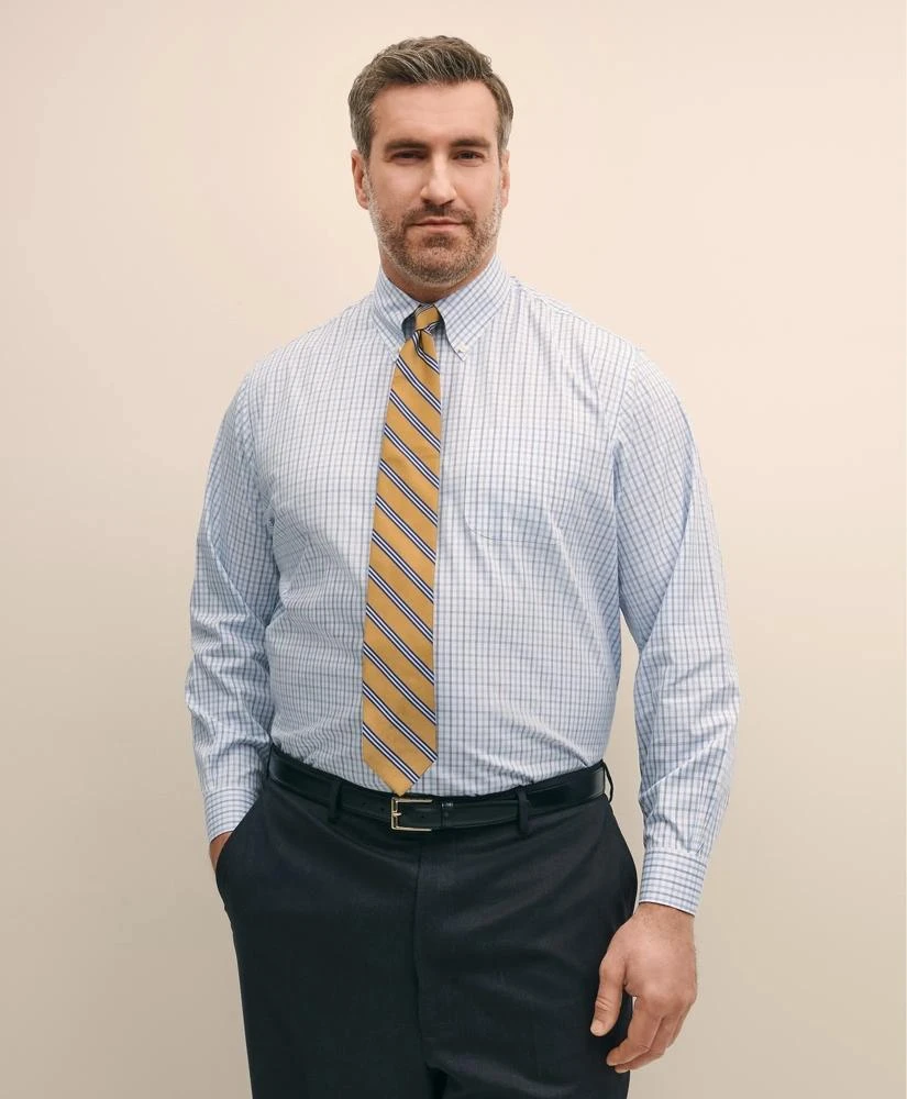 brooks brothers big and tall dress shirts Brooks Brothers Men's Big & Tall Non-Iron Glen Plaid Dress Shirt - Blue