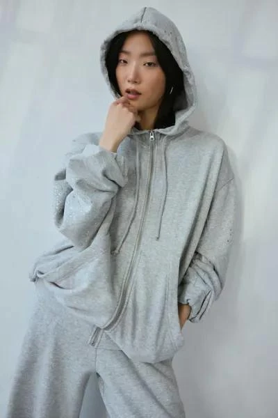 Out From Under Out From Under Merrick Shine Embellished Zip-Up Hoodie Sweatshirt 1