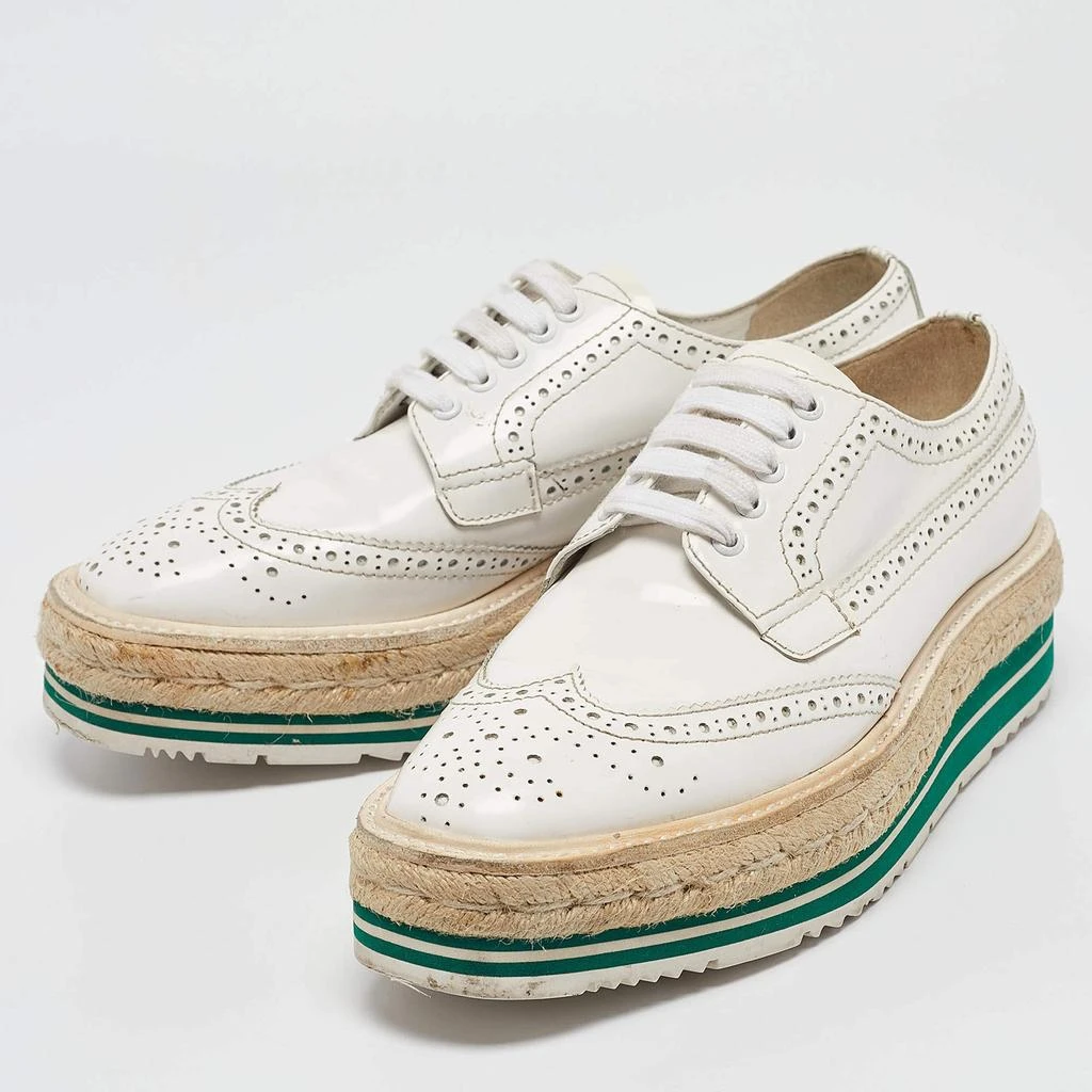 Prada Prada White Patent Leather Derby Sneakers Size 36 2