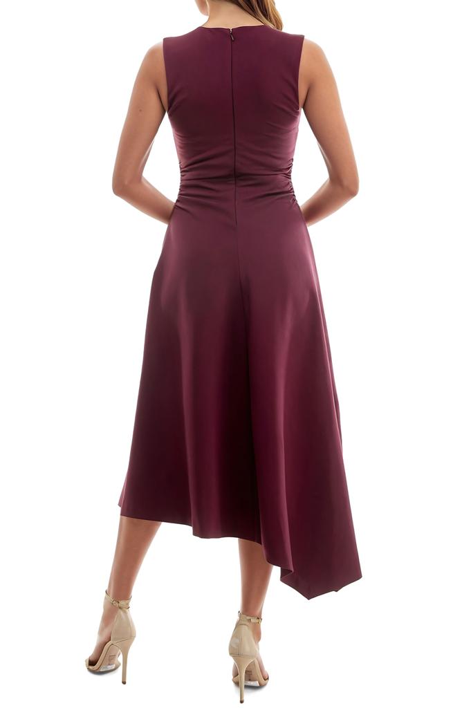 Socialite Shirred Waist Sleeveless Asymmetric Midi Dress