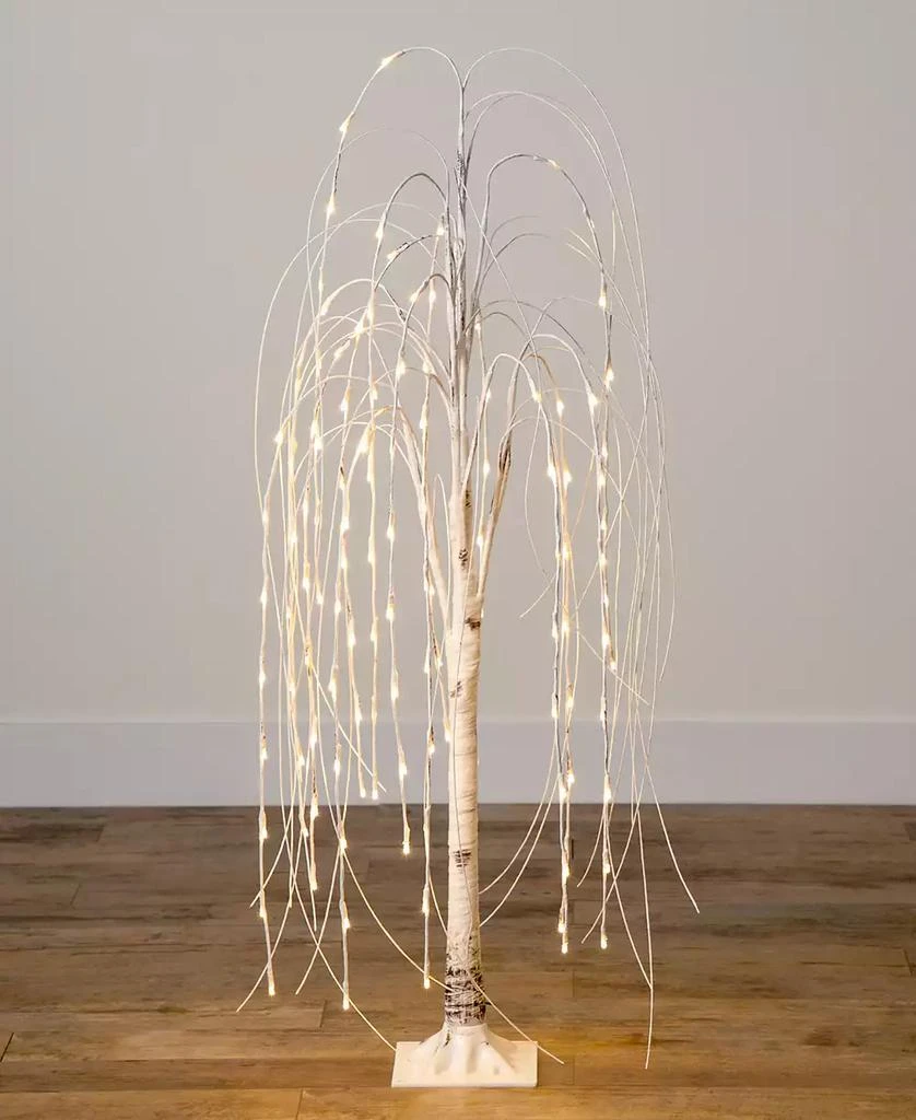 NEARLY NATURAL 4ft. Pre-Lit Artificial White Weeping Willow Tree with 120 Warm White LED Lights 9