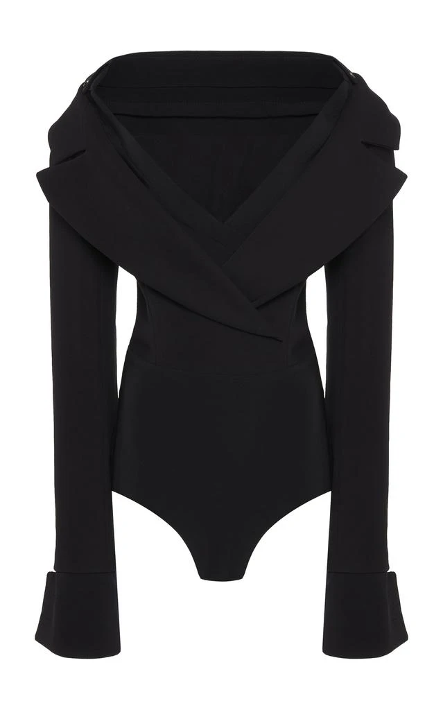 A.W.A.K.E. Mode A.W.A.K.E. MODE - Tailored Off-The-Shoulder Crepe Bodysuit - Black - FR 34 - Moda Operandi 1