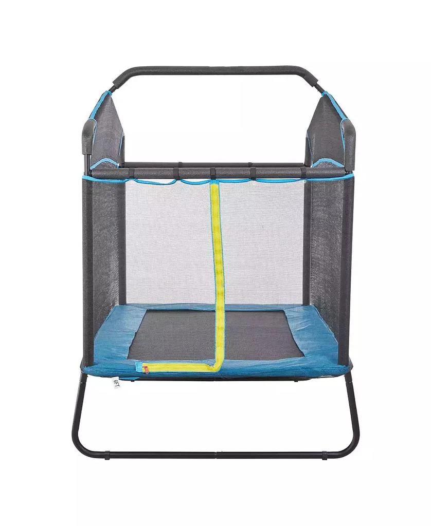 Slickblue Kids Trampoline Indoor Outdoor Mini with Gymnastics Bar Hammock for Toddlers 3+ 2