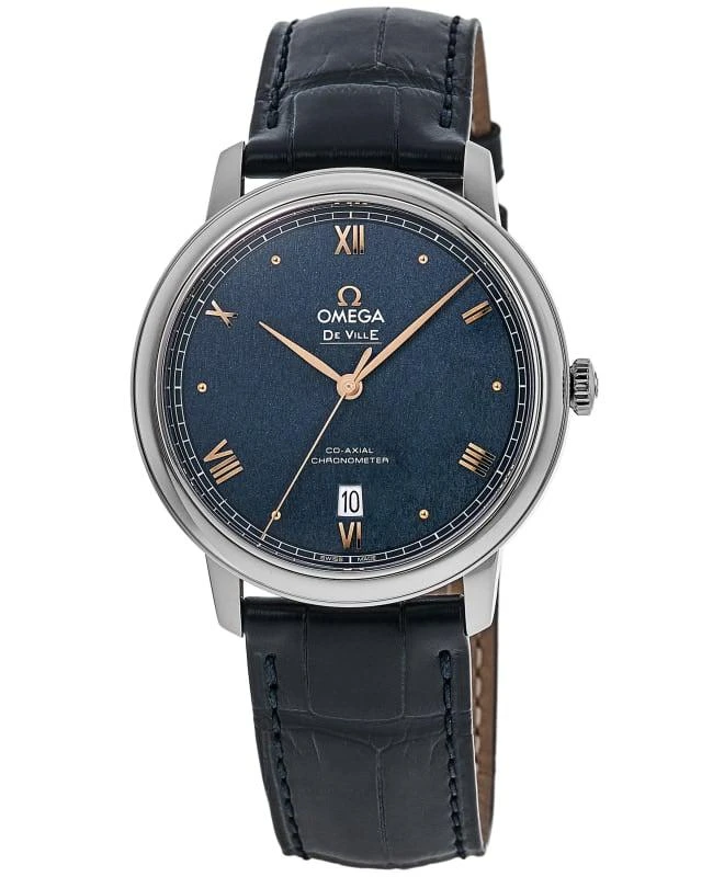 Omega Omega De Ville Prestige Co-Axial 39.5mm Automatic Blue Dial Leather Strap Men's Watch 424.13.40.20.03.004 1