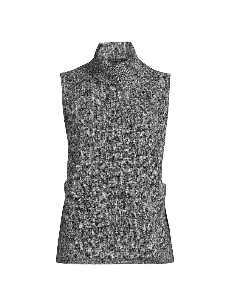 Eileen Fisher Stand Collar Tweed Vest 1