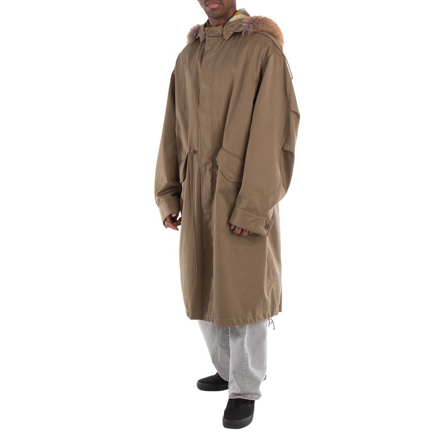 Burberry Faux Fur And Cotton Parka