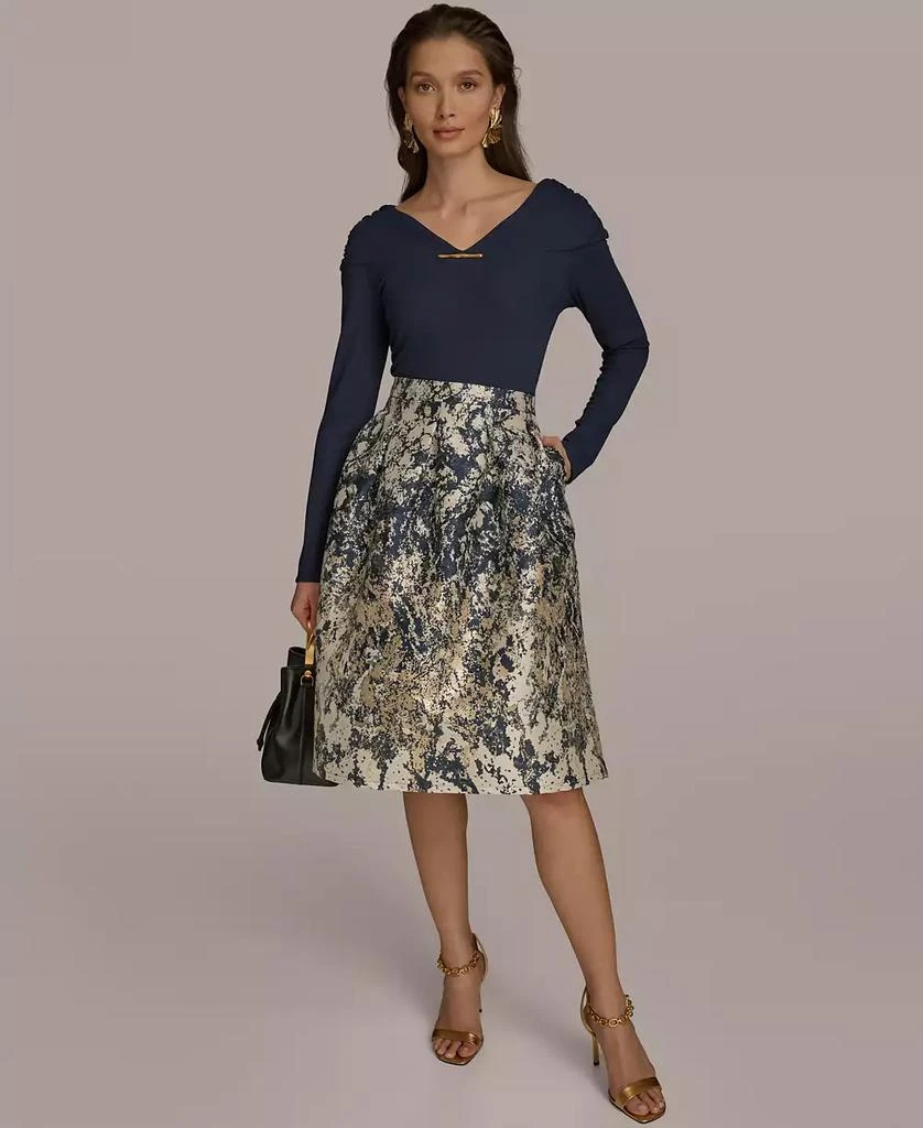 Donna Karan Women's Metallic Jacquard A-Line Skirt 4