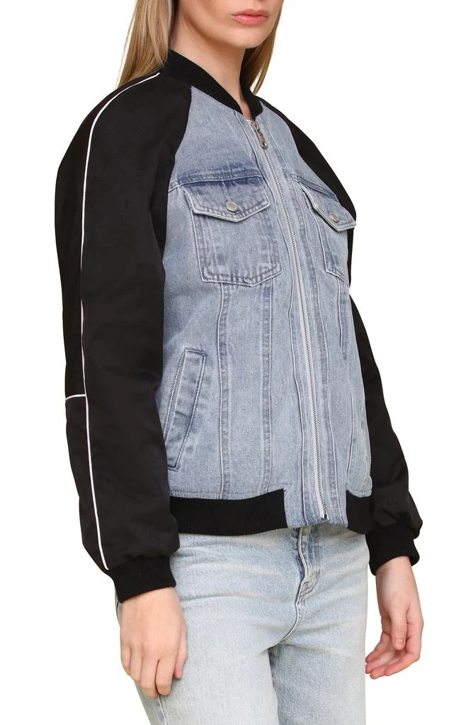 Avec Les Filles Mixed Media Denim Bomber Jacket 4