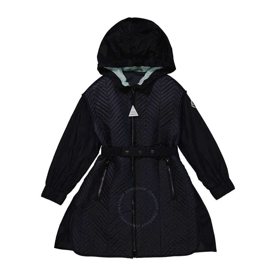Moncler Kids Navy Seldana Belted Hooded Coat 1