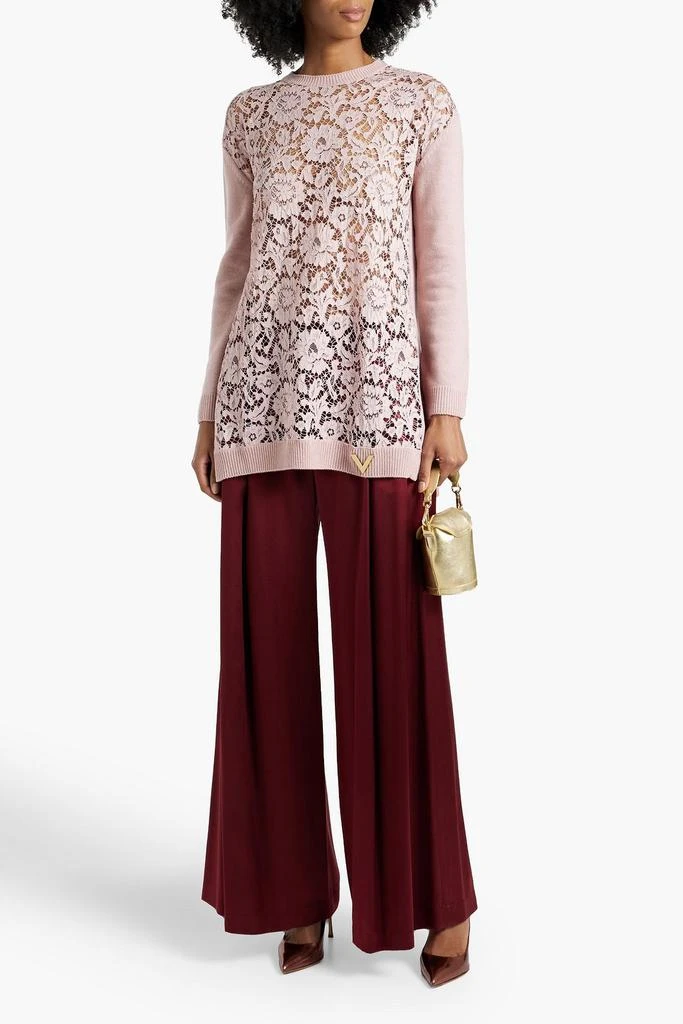 Valentino Corded lace-paneled wool and cashmere-blend sweater 2