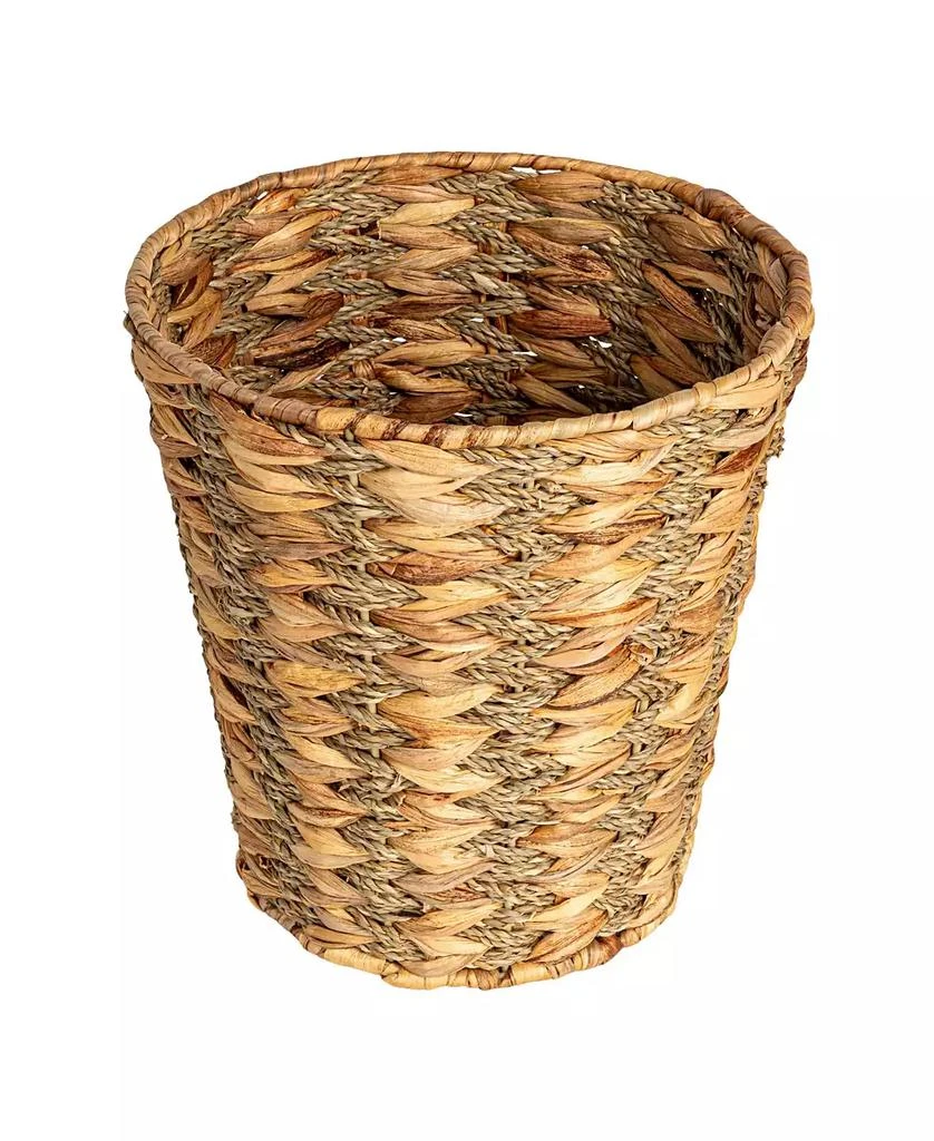 Household Essentials Water Hyacinth and Seagrass Round Waste Basket, Natural