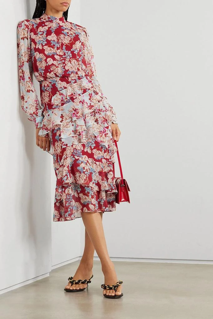 SALONI Isa tiered ruffled floral-print silk-chiffon midi dress 2