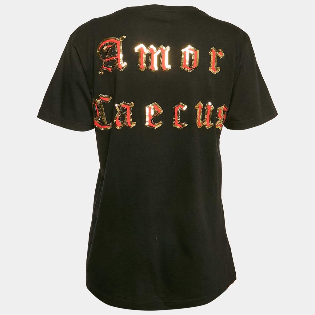 Gucci Gucci x Chikae Ide Black Jersey Sequin Detail T-Shirt M - T