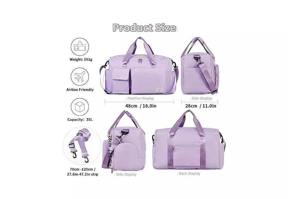 Urtala Women
s Gym Duffle Bag with Shoes Compartment, 37L Capacity, Ideal for Travel, Gym, Sports, Duffel, Weekender 2