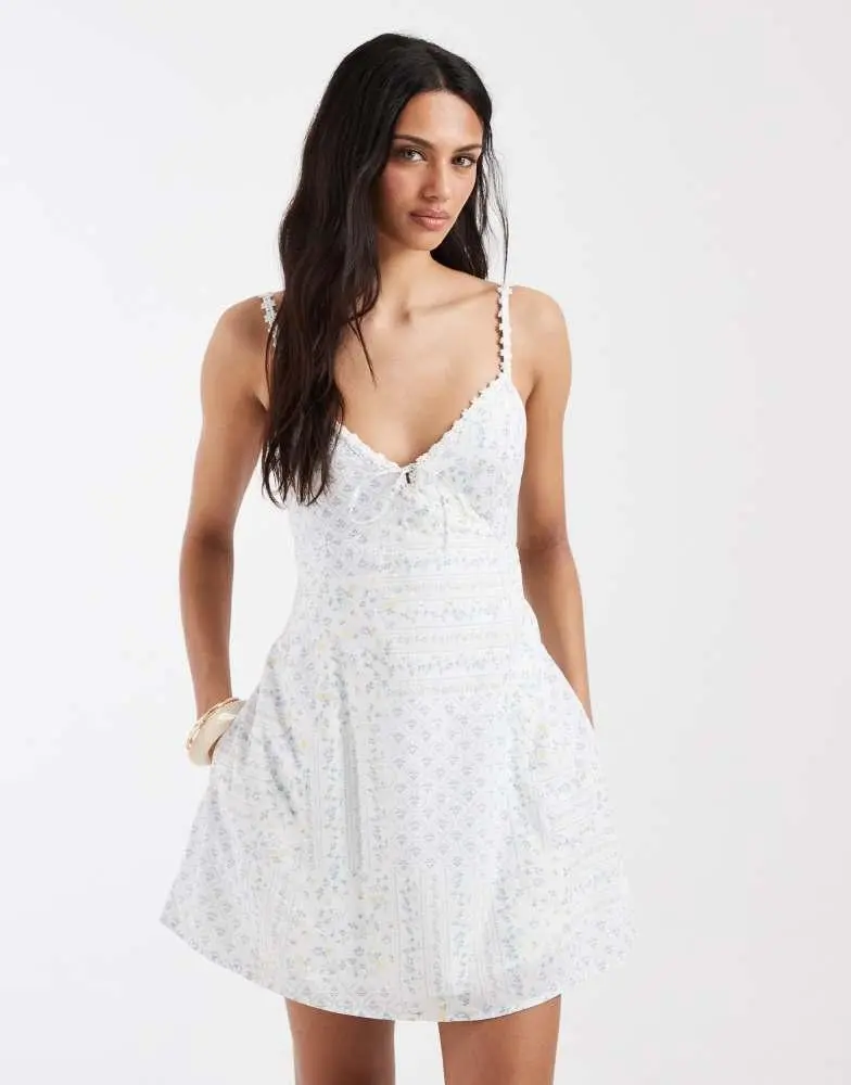 HOLLISTER Hollister sweetheart button through mini dress in navy - Dresses  & Skirts - BeyondStyle