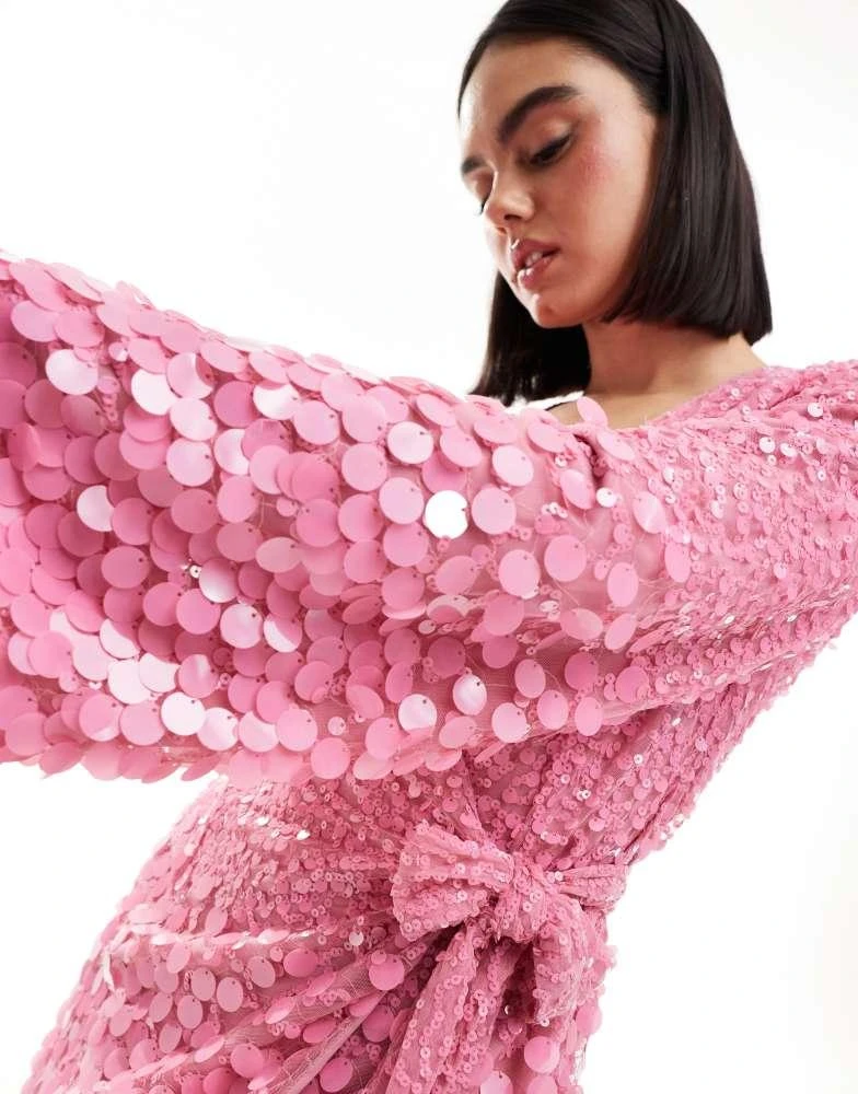 Pretty Lavish Pretty Lavish kimono sleeve embellished mini dress in pink 3