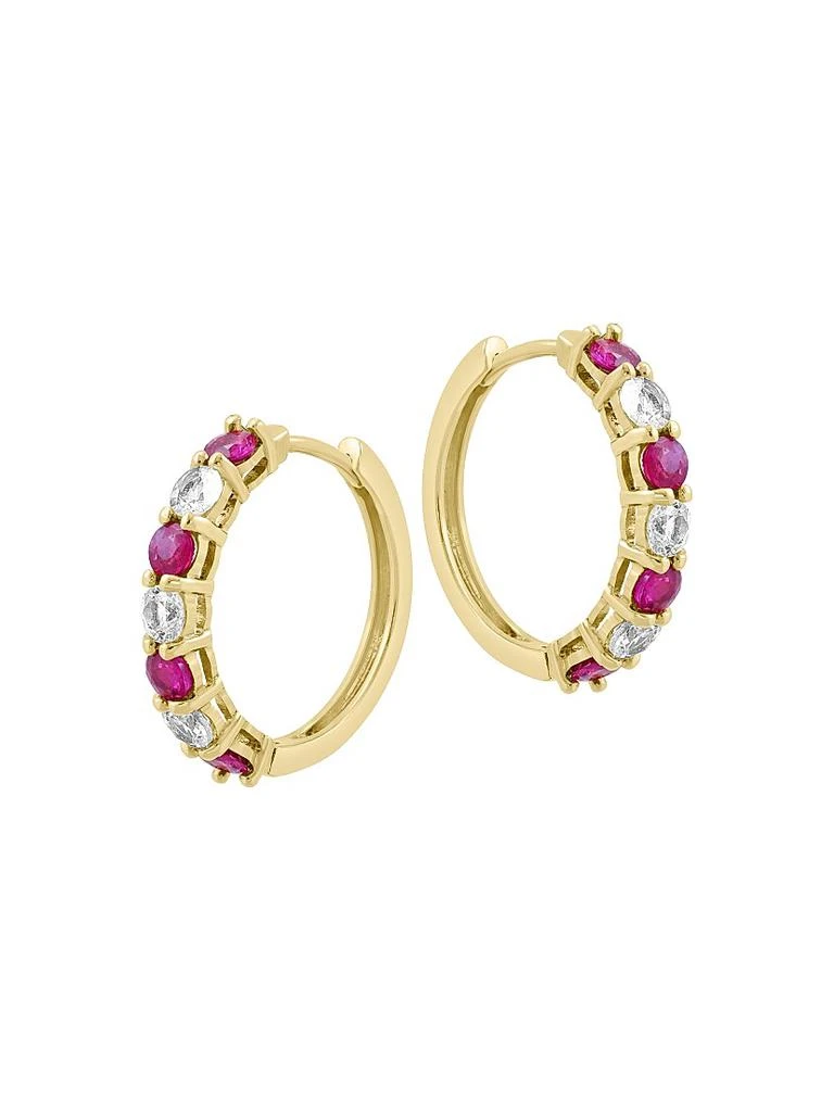 Saks Fifth Avenue Collection 14K Yellow Gold, Ruby 
0.59 TCW Diamond Huggie Earrings 3