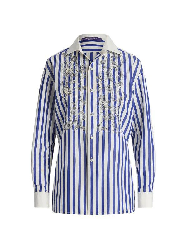 Ralph Lauren Capri Umbrella Embellished Floral-Embroidered Shirt 6