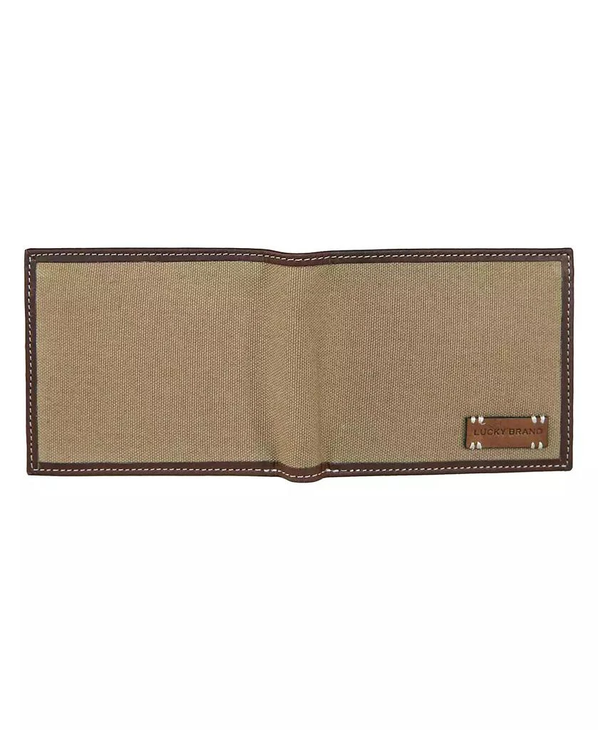 Lucky Brand Men's Canvas with Leather Trim Bifold Wallet 4