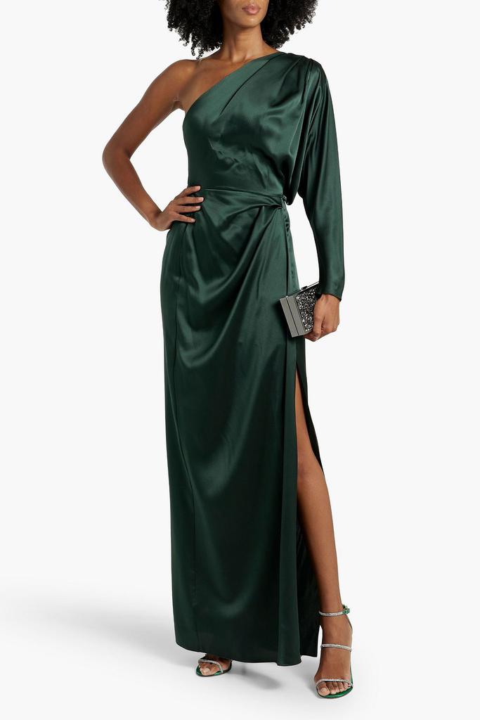 Michelle Mason One-shoulder draped silk-satin maxi dress