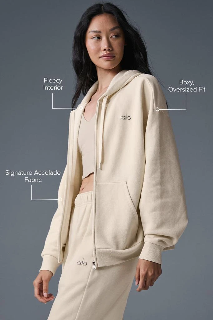 Alo Accolade Full Zip Hoodie - Oat Milk 2