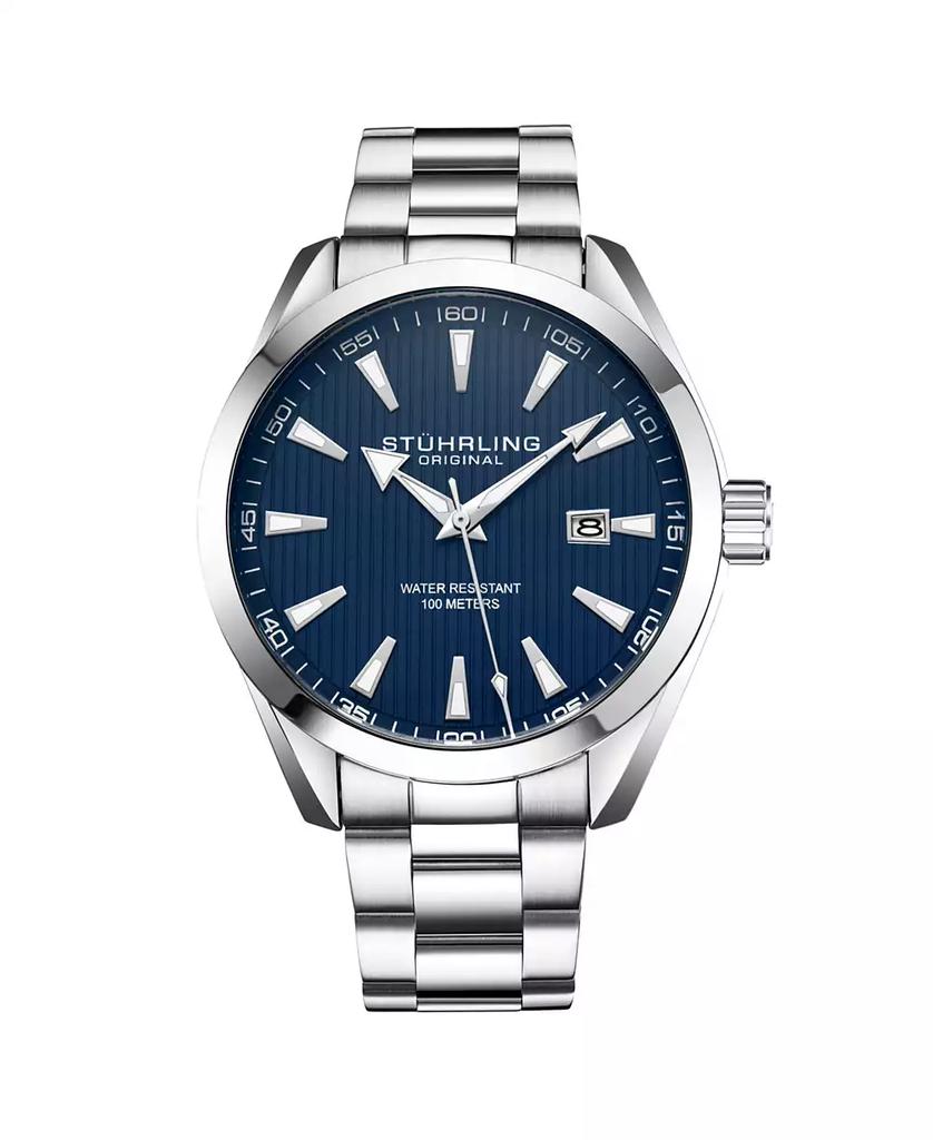 Stuhrling Men's Silver Tone Stainless Steel Bracelet Watch 42mm