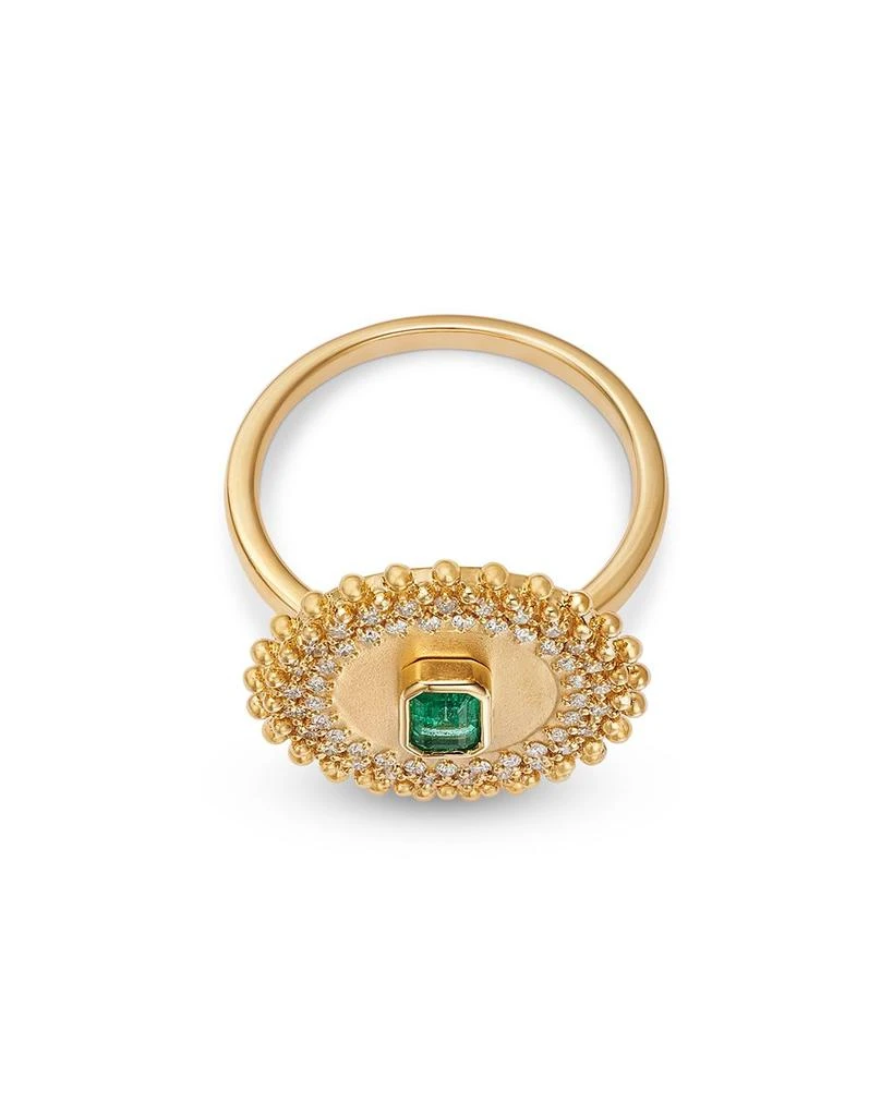 Bloomingdale
s Fine Collection Emerald 
Diamond Circle Statement Ring in 14K Yellow Gold 3